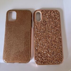 iPhone XR & 11 Cases Rose Gold & Copper Sparkles